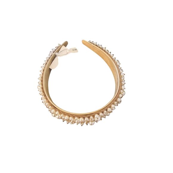 Wide Rose Gold Pearl/Bead Bridal Headband - Picture 3 of 6